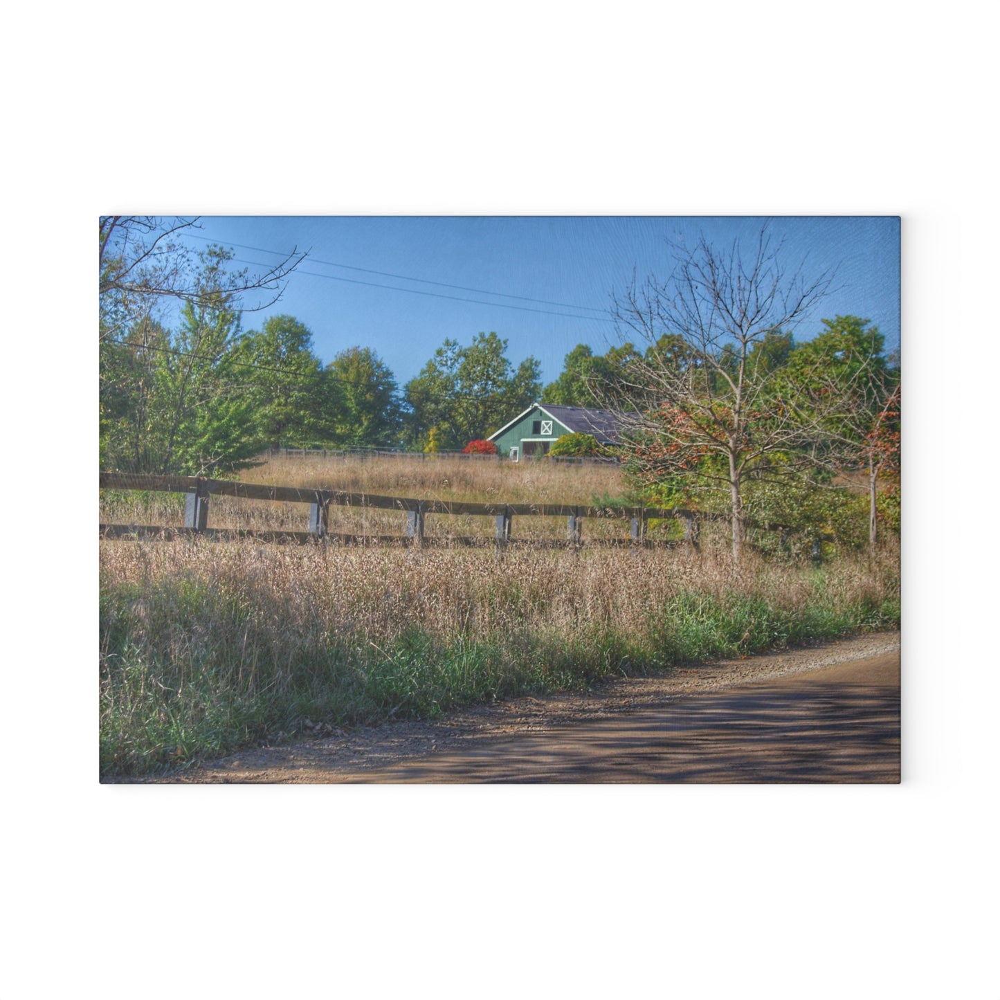 U R There Photography Oakwood Road Hidden Green Rustic Farmhouse Tempered-Glass Cutting Board