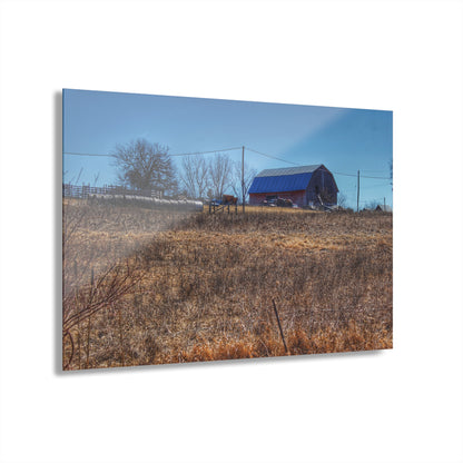 U R There Photography Marathon Haybarn on the Hill I Rustic Farmhouse Acrylic Wall Print