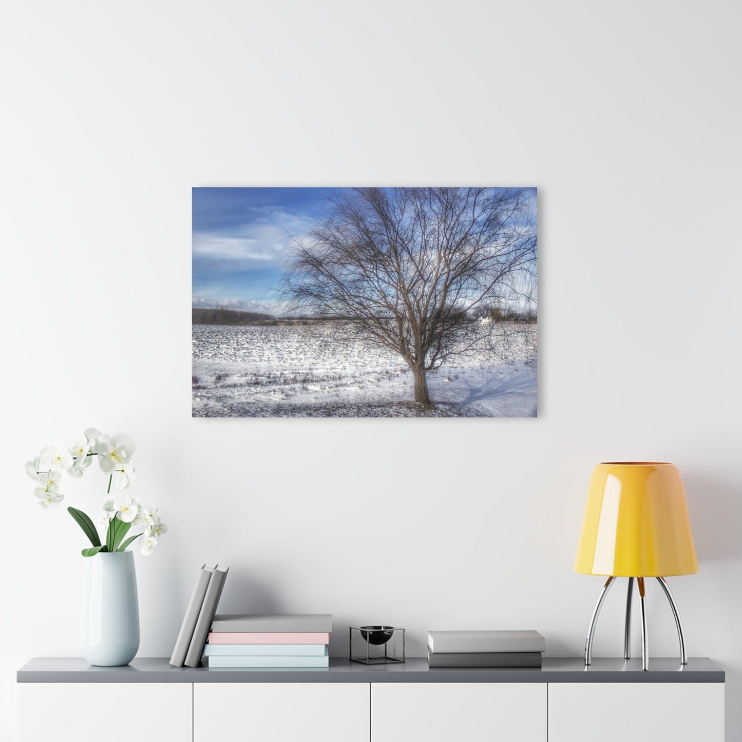 Barn Boutique Modern Farmhouse Acrylic Wall Print| Winter Farm Willow Tree