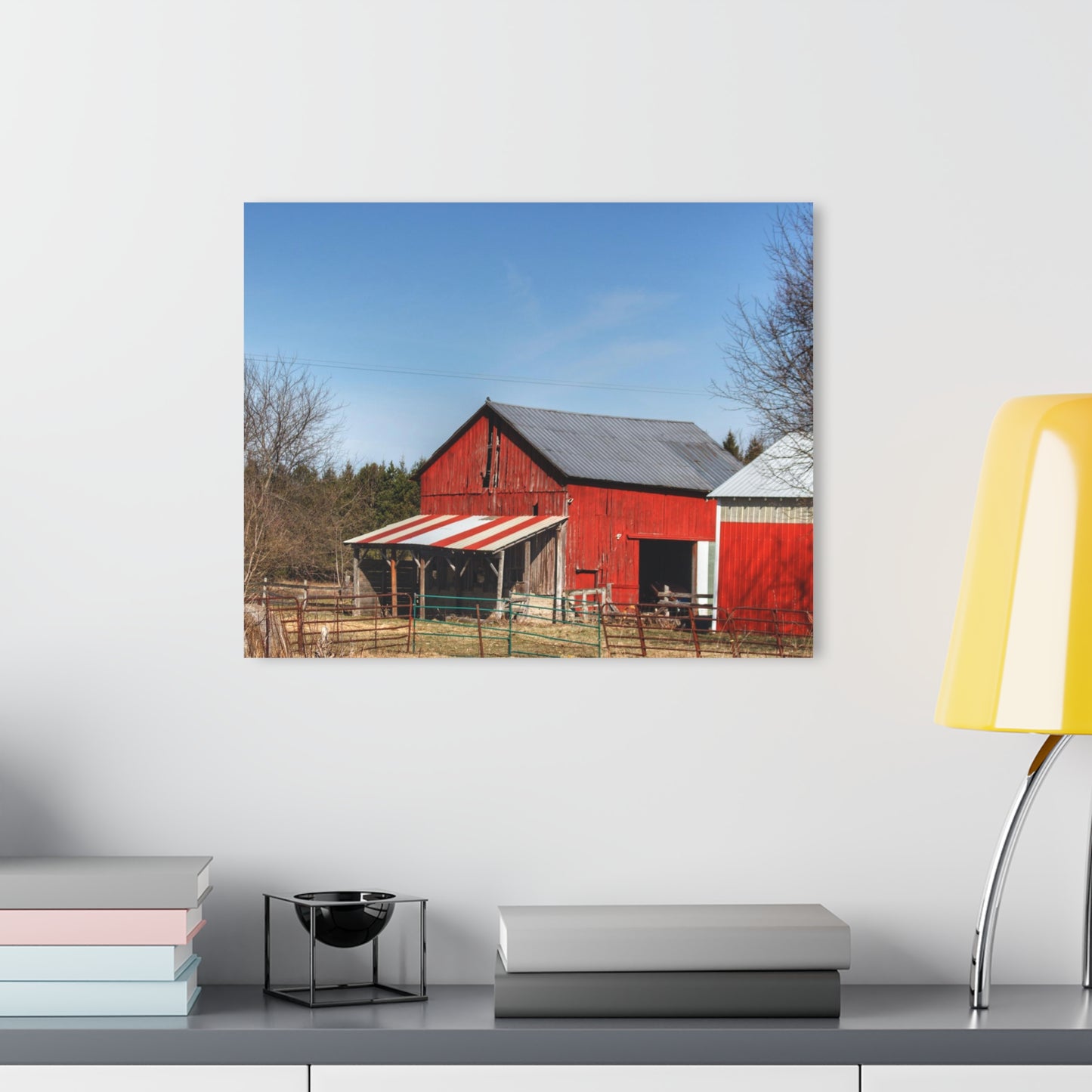 U R There Photography Cass City Carousel Red Rustic Farmhouse Acrylic Wall Print
