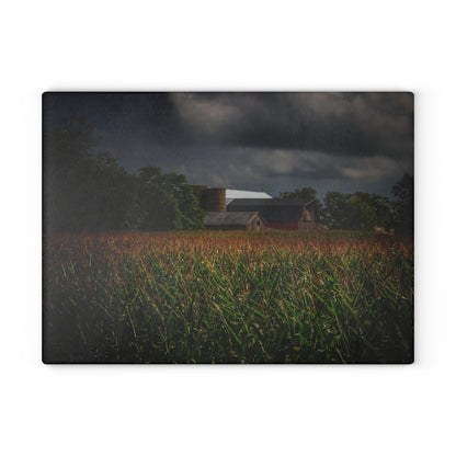 U R There Photography Bishop Road Beyond the Corn Rustic Farmhouse Tempered-Glass Cutting Board