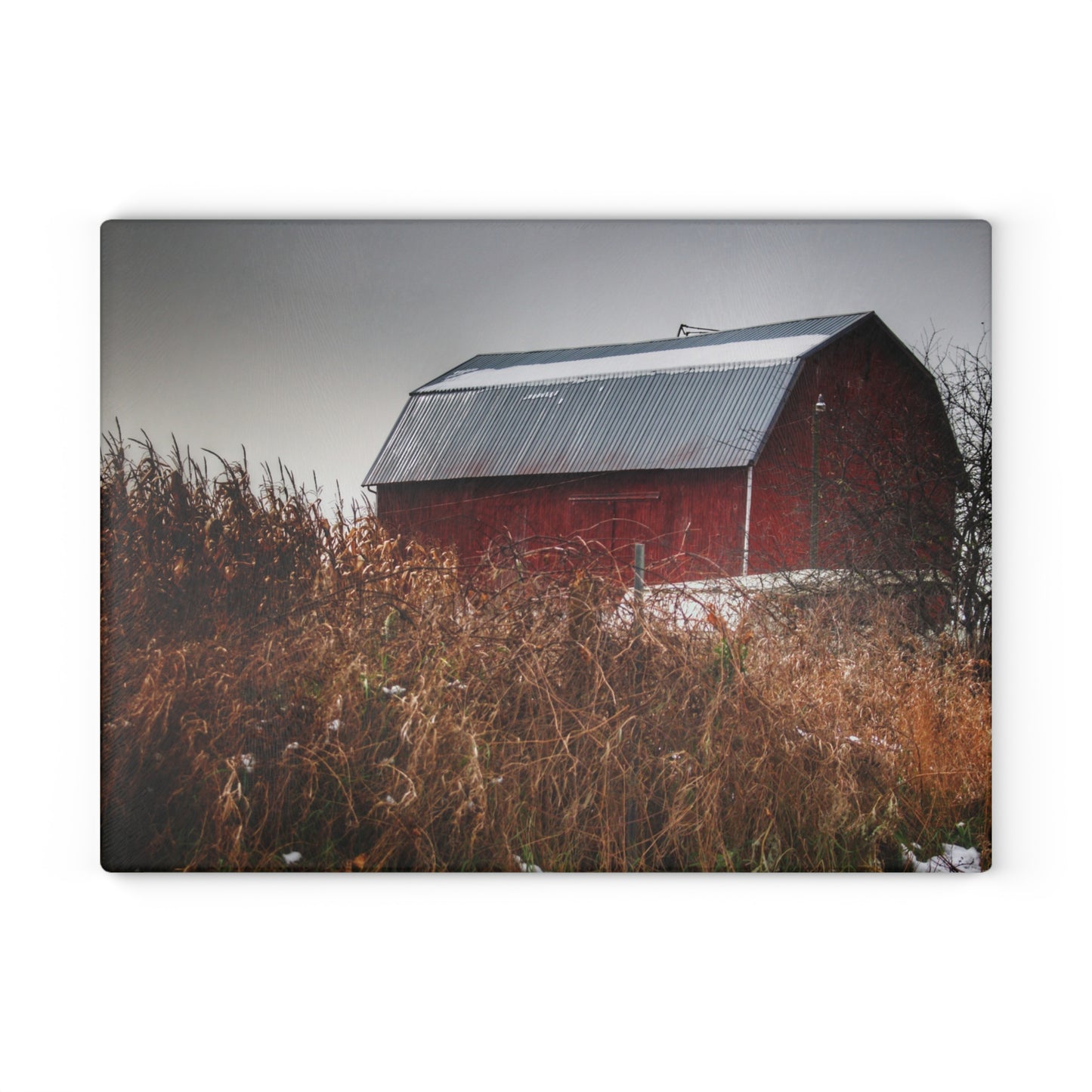 U R There Photography Noble Road Red Rustic Farmhouse Tempered-Glass Cutting Board