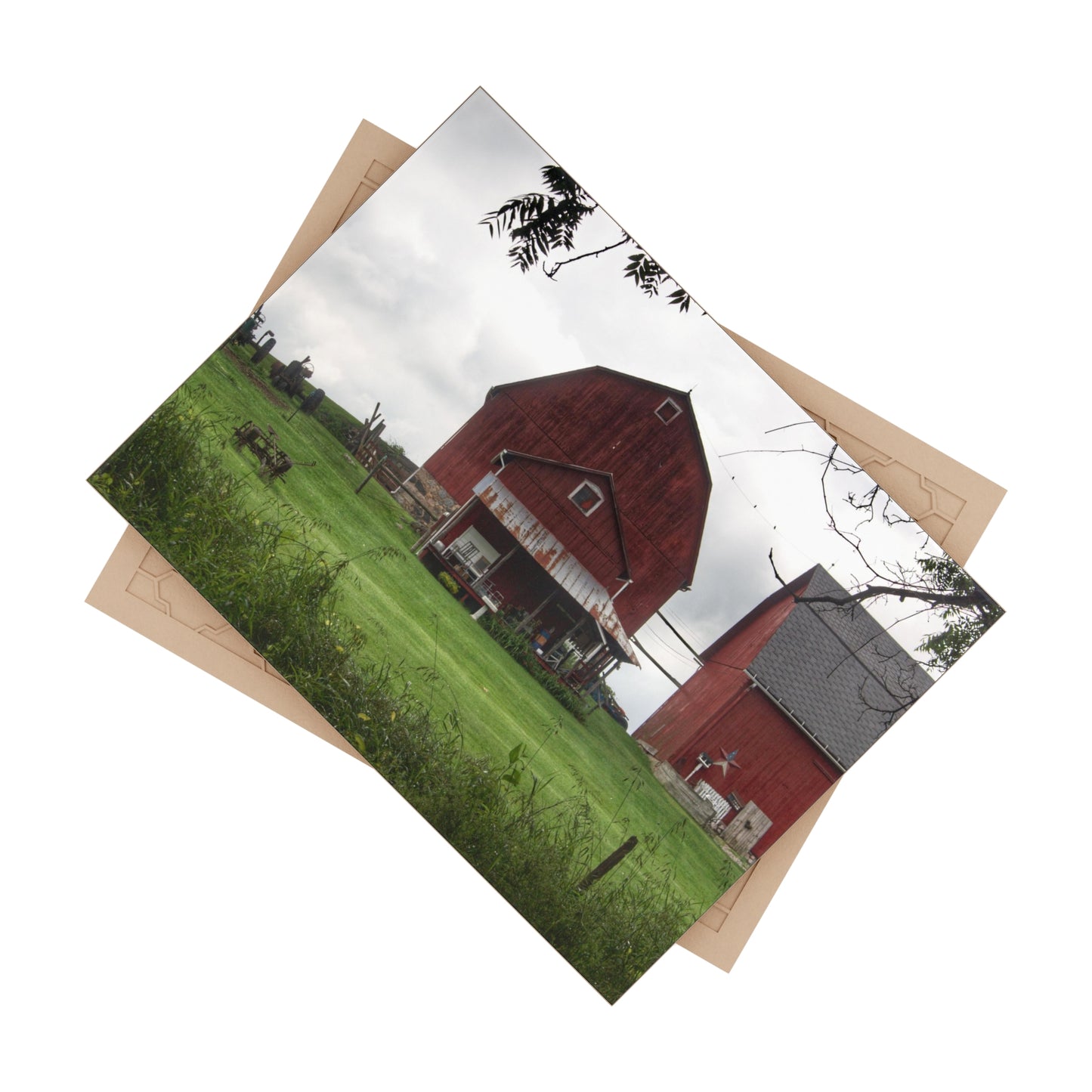 U R There Photography Bishop Road Reds II Rustic Farmhouse Decorative Ceramic Tile