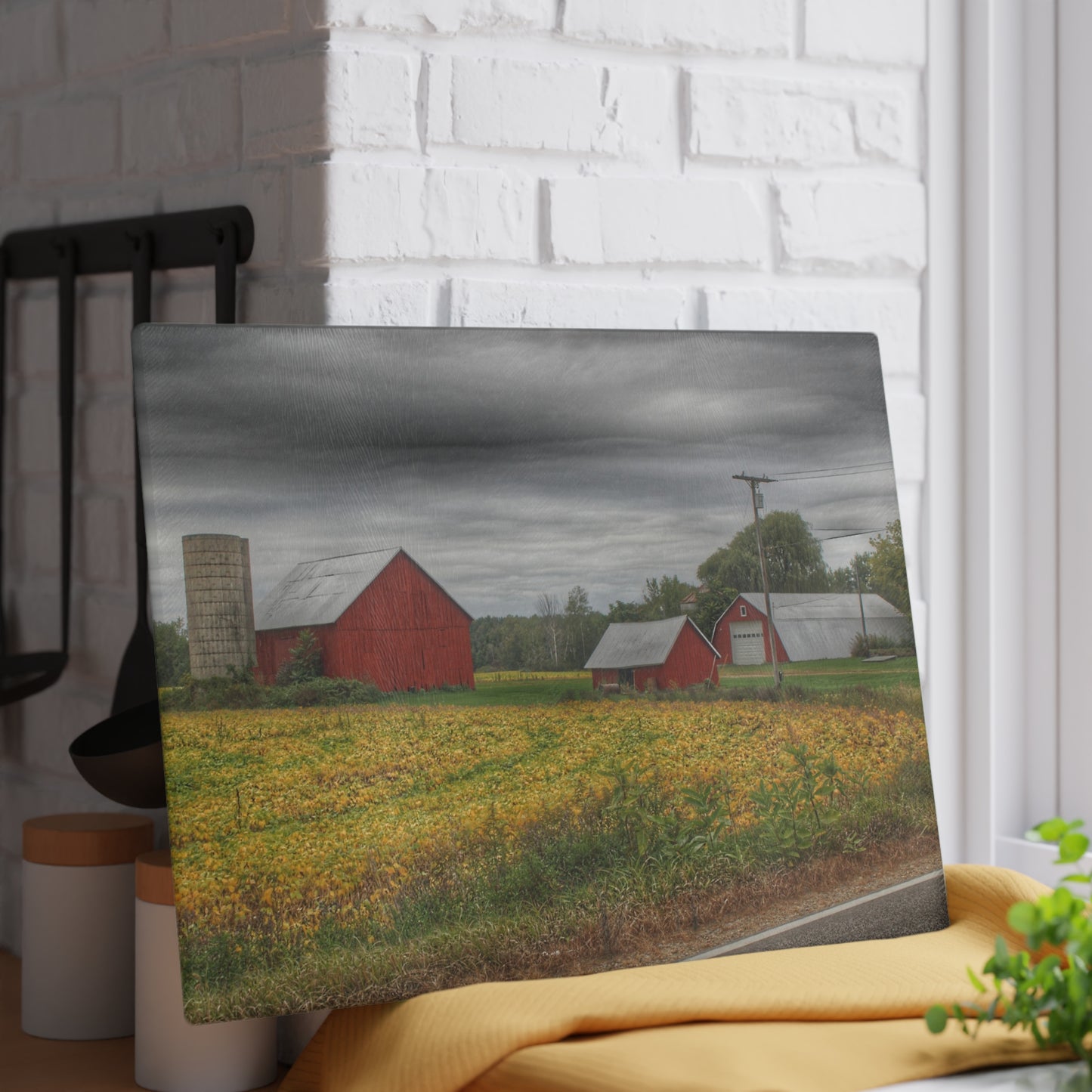 U R There Photography Kingston Road Trio II Rustic Farmhouse Tempered-Glass Cutting Board