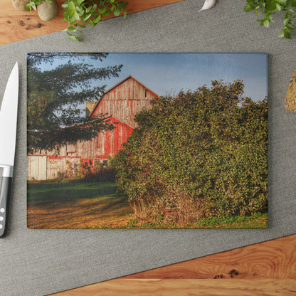 U R There Photography Cade Road Red II Rustic Farmhouse Tempered-Glass Cutting Board