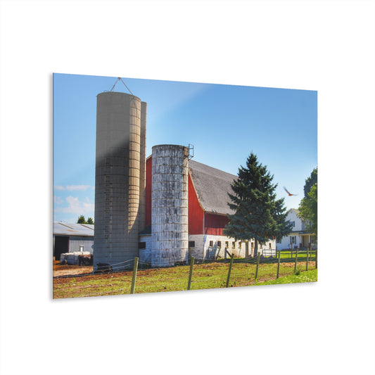 U R There Photography Hunters Creek Red Cow Barn I Rustic Farmhouse Acrylic Wall Print