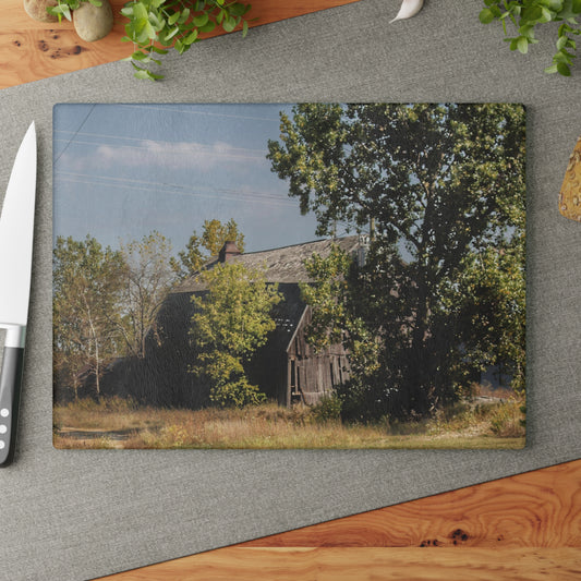 U R There Photography Barnes Road Grey Rustic Farmhouse Tempered-Glass Cutting Board