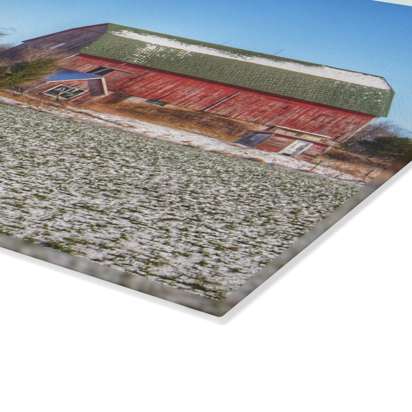 U R There Photography Early Spring Red I Rustic Farmhouse Tempered-Glass Cutting Board