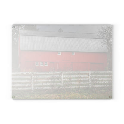 U R There Photography Corralled Red Rustic Farmhouse Tempered-Glass Cutting Board