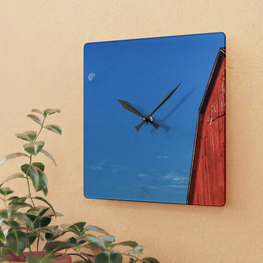 U R There Photography Fargo Road Red II Rustic Farmhouse Acrylic Analog Wall Clock