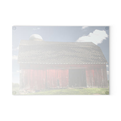 U R There Photography Hollenbeck Road Red III Rustic Farmhouse Tempered-Glass Cutting Board
