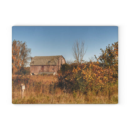 U R There Photography Clothier Road Red I Rustic Farmhouse Tempered-Glass Cutting Board