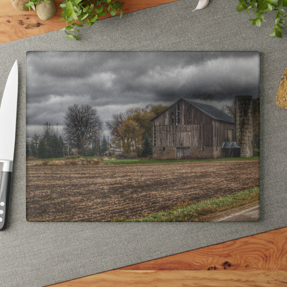 U R There Photography Gilford Grey II Rustic Farmhouse Tempered-Glass Cutting Board