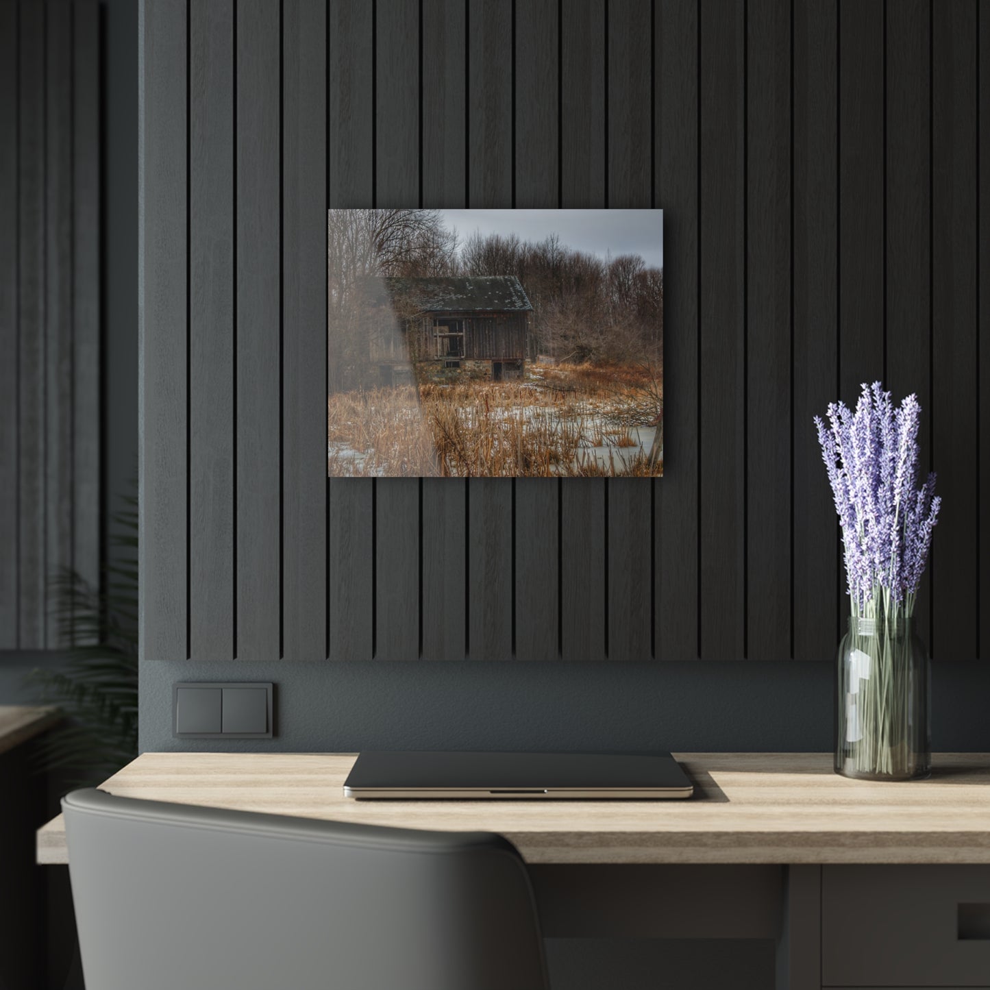 U R There Photography Norway Lake Hidden Grey I Rustic Farmhouse Acrylic Wall Print