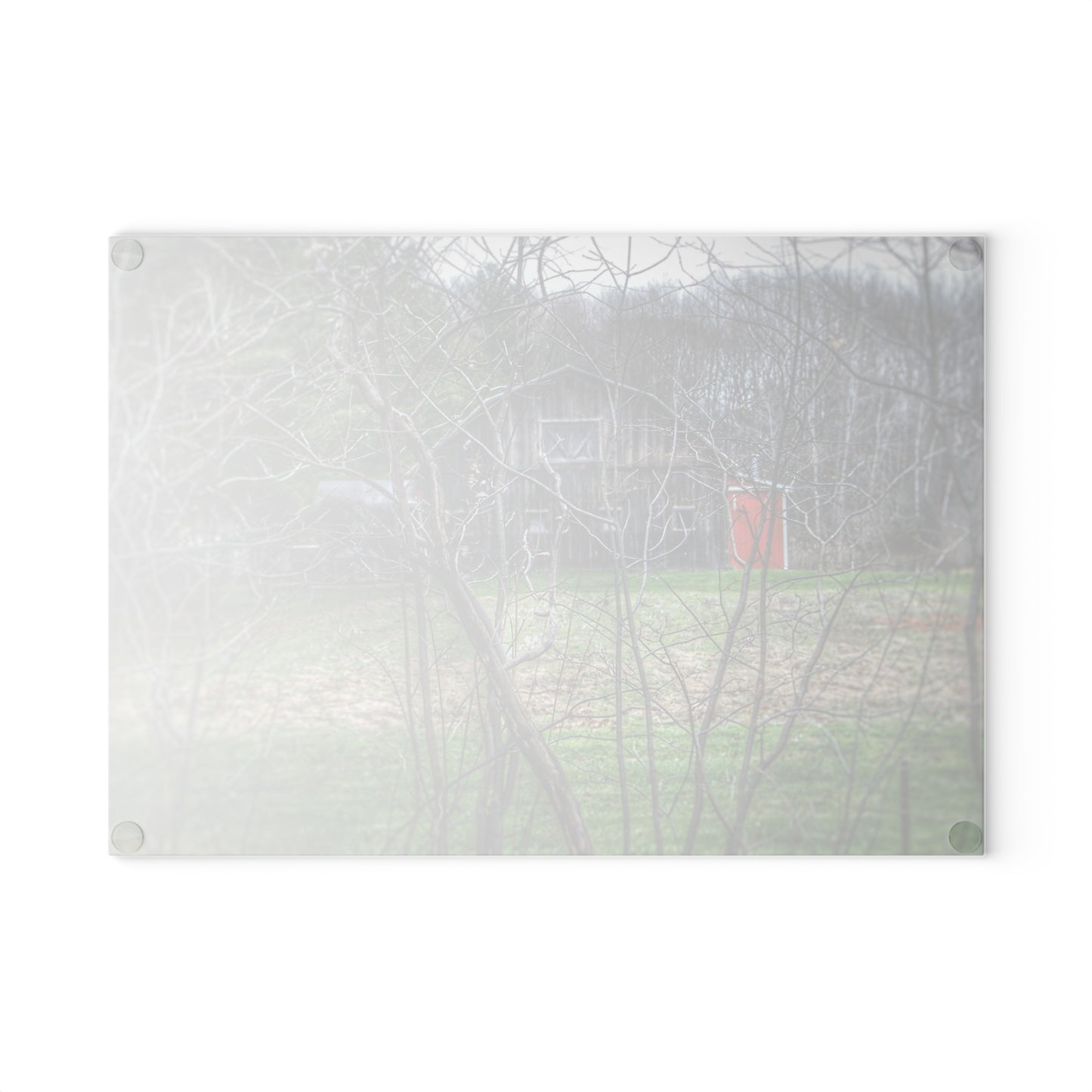 U R There Photography Hidden Capac Grey Rustic Farmhouse Tempered-Glass Cutting Board