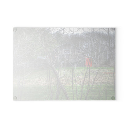 U R There Photography Hidden Capac Grey Rustic Farmhouse Tempered-Glass Cutting Board