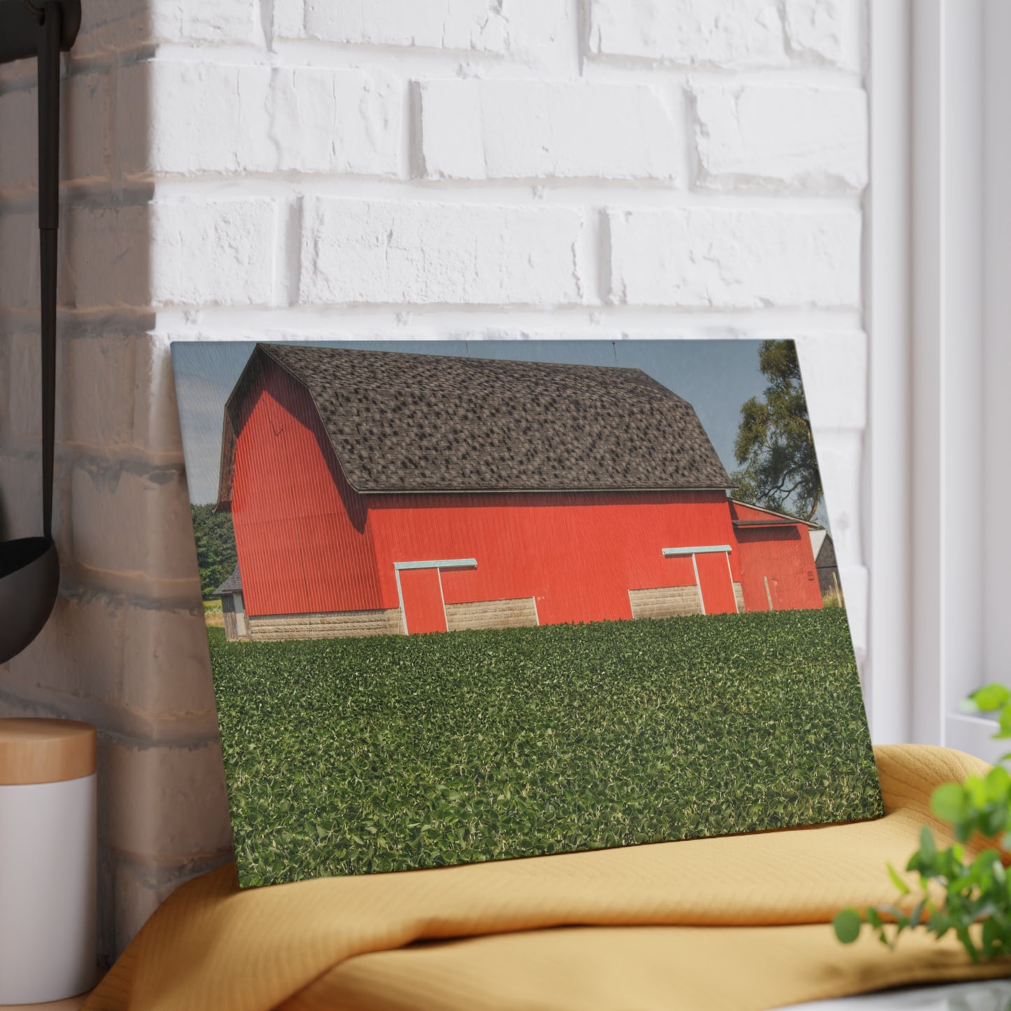 U R There Photography Elba Red I Rustic Farmhouse Tempered-Glass Cutting Board