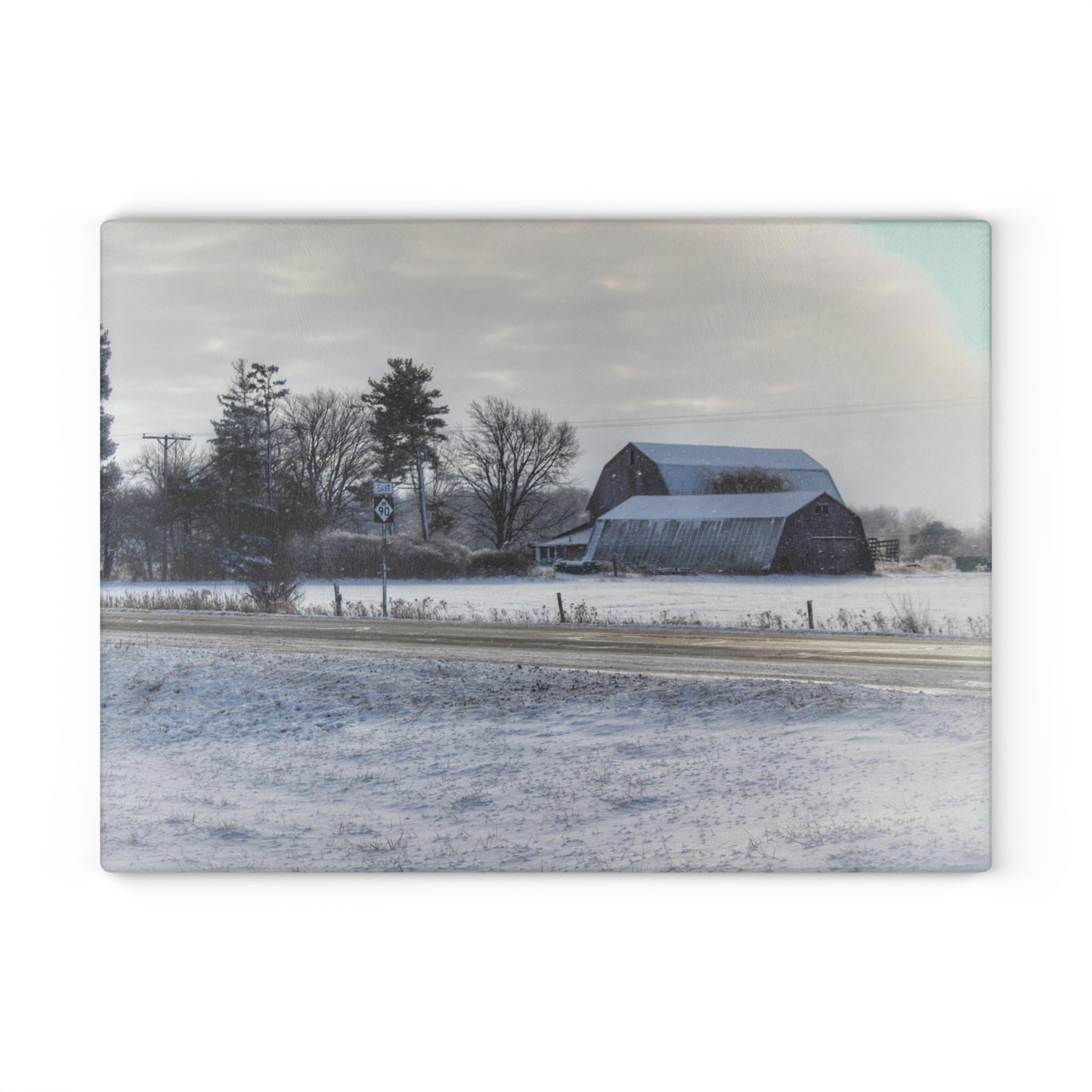 U R There Photography Otter Lake Road Greys Rustic Farmhouse Tempered-Glass Cutting Board