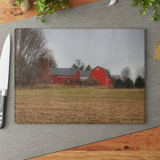 U R There Photography Kidder Road Reds Rustic Farmhouse Tempered-Glass Cutting Board