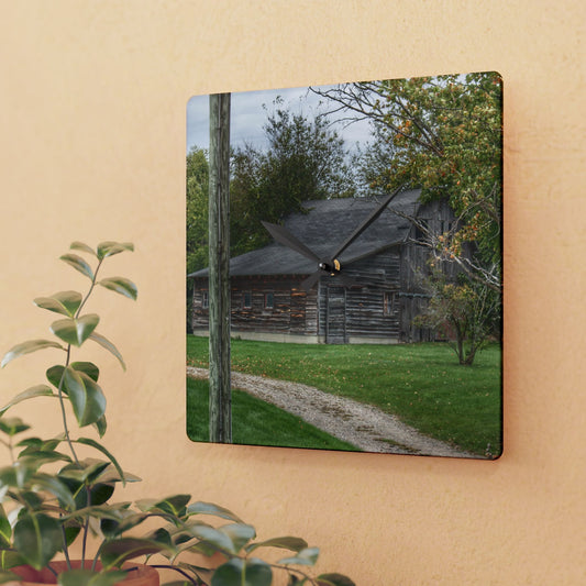 U R There Photography Hayes Road Hidden II Rustic Farmhouse Acrylic Analog Wall Clock