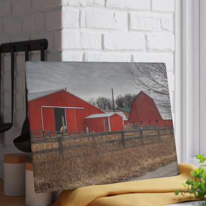 U R There Photography January Reds Rustic Farmhouse Tempered-Glass Cutting Board