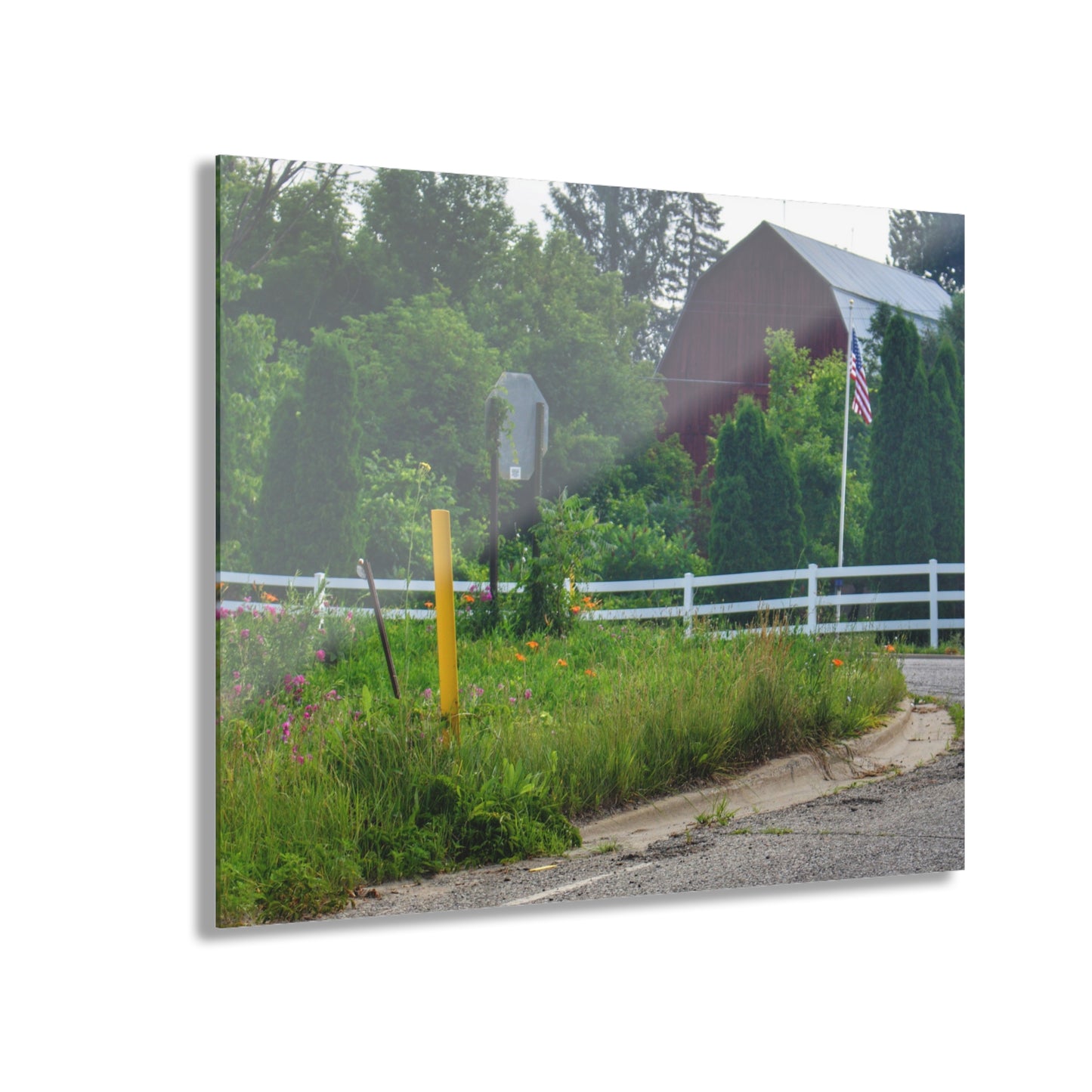 U R There Photography Sutton Road Red and Old Glory Rustic Farmhouse Acrylic Wall Print