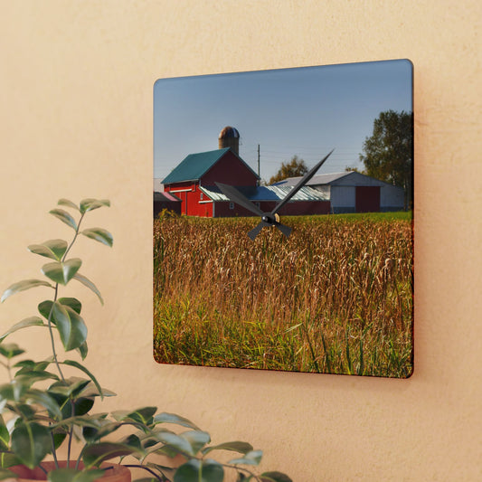 U R There Photography Oak Road Farm Rustic Farmhouse Acrylic Analog Wall Clock