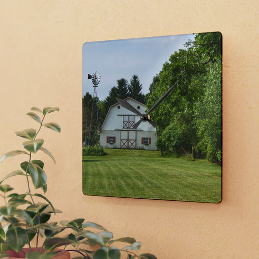 U R There Photography Hunters Creek White Rustic Farmhouse Acrylic Analog Wall Clock