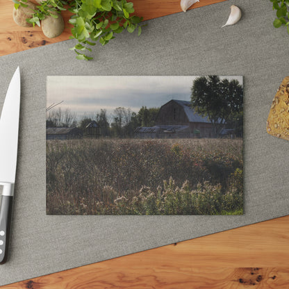 U R There Photography Brown City Road Red Rustic Farmhouse Tempered-Glass Cutting Board