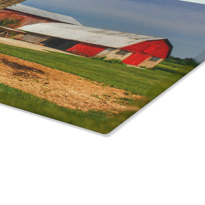 U R There Photography Marlette Red IV Rustic Farmhouse Tempered-Glass Cutting Board