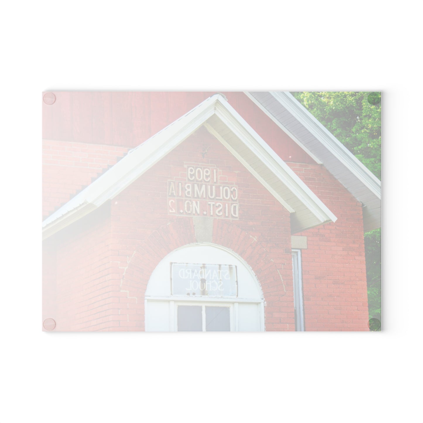 U R There Photography French Road Old Standard Schoolhouse II Rustic Farmhouse Tempered-Glass Cutting Board
