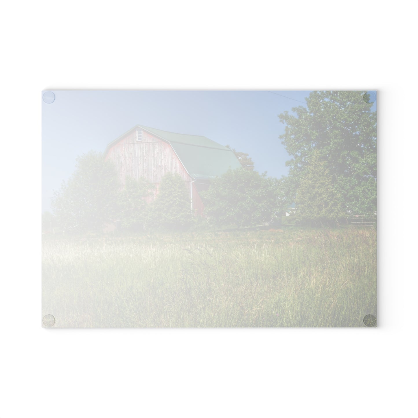 U R There Photography Elmwood Road Red IV Rustic Farmhouse Tempered-Glass Cutting Board