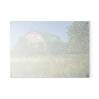 U R There Photography Elmwood Road Red IV Rustic Farmhouse Tempered-Glass Cutting Board
