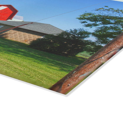 U R There Photography East Lake Road Red Rustic Farmhouse Tempered-Glass Cutting Board