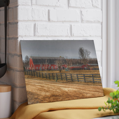 U R There Photography Barber Road Farm II Rustic Farmhouse Tempered-Glass Cutting Board