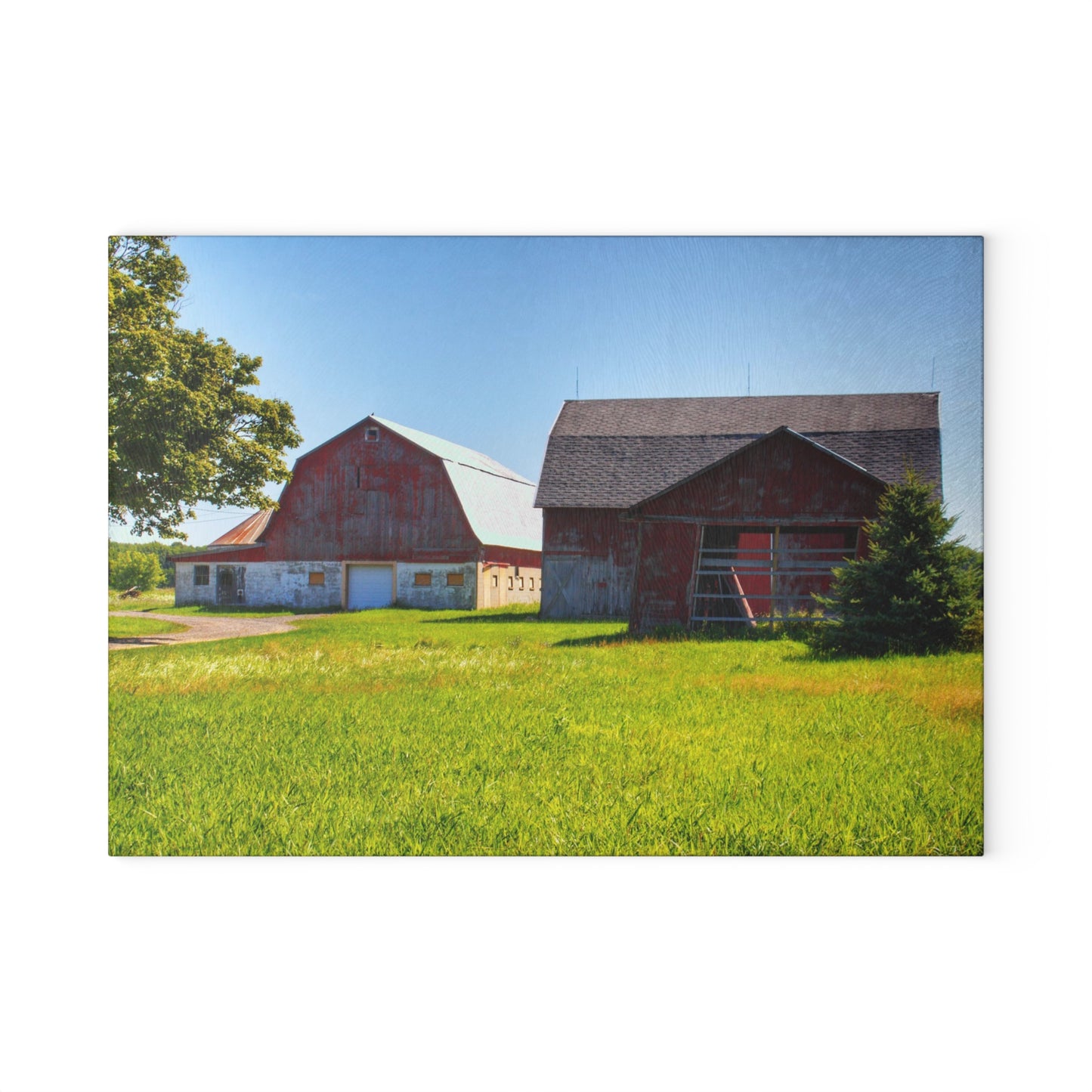 U R There Photography Atwell Road Trio Rustic Farmhouse Tempered-Glass Cutting Board