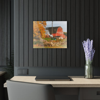 U R There Photography Greenwood Road Red in the Fall Rustic Farmhouse Acrylic Wall Print