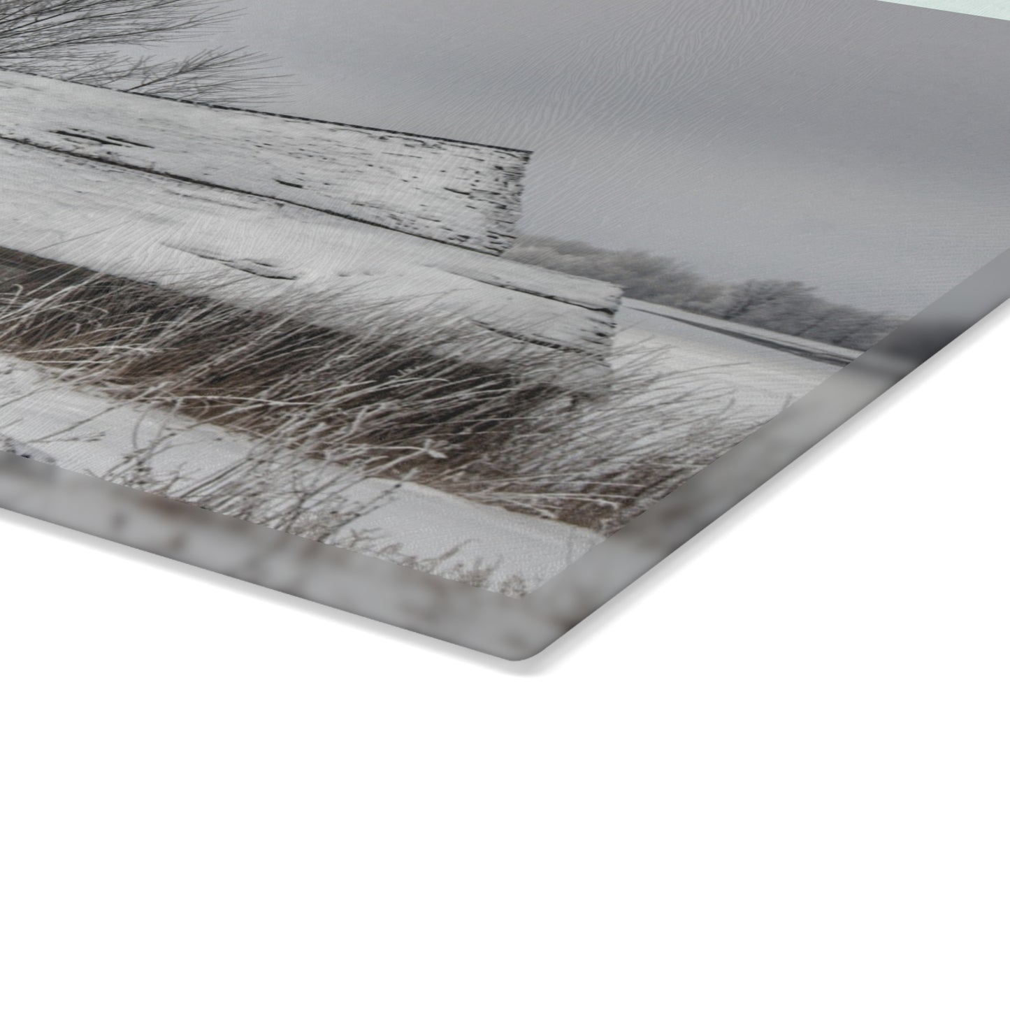 U R There Photography Grey Shacks of Mayville Rustic Farmhouse Tempered-Glass Cutting Board