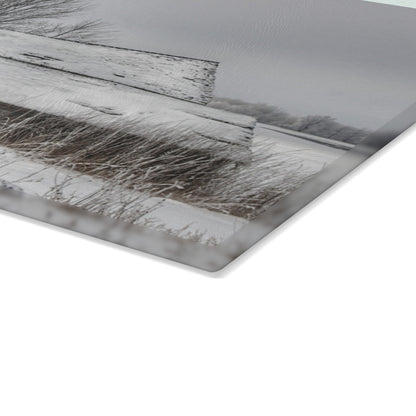 U R There Photography Grey Shacks of Mayville Rustic Farmhouse Tempered-Glass Cutting Board