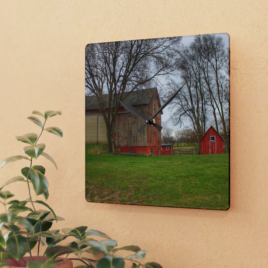 U R There Photography Lake George Red II Rustic Farmhouse Acrylic Analog Wall Clock