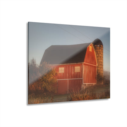 U R There Photography Klam Road Red Meets Foggy Sunrise II Rustic Farmhouse Acrylic Wall Print 20"x16"