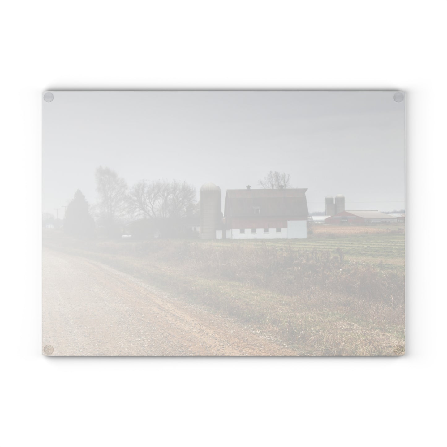 U R There Photography Gates Road Farm Rustic Farmhouse Tempered-Glass Cutting Board
