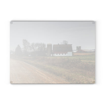 U R There Photography Gates Road Farm Rustic Farmhouse Tempered-Glass Cutting Board