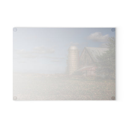 U R There Photography Sheridan Line Road Grey II Rustic Farmhouse Tempered-Glass Cutting Board
