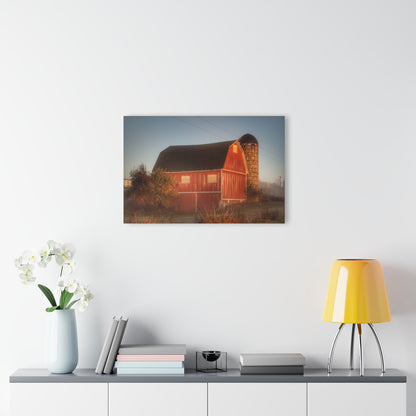 U R There Photography Klam Road Red Meets Foggy Sunrise II Rustic Farmhouse Acrylic Wall Print 20"x16"
