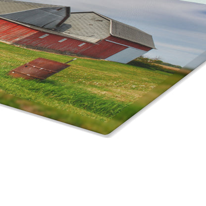 U R There Photography French Road Centennial Reds II Rustic Farmhouse Tempered-Glass Cutting Board