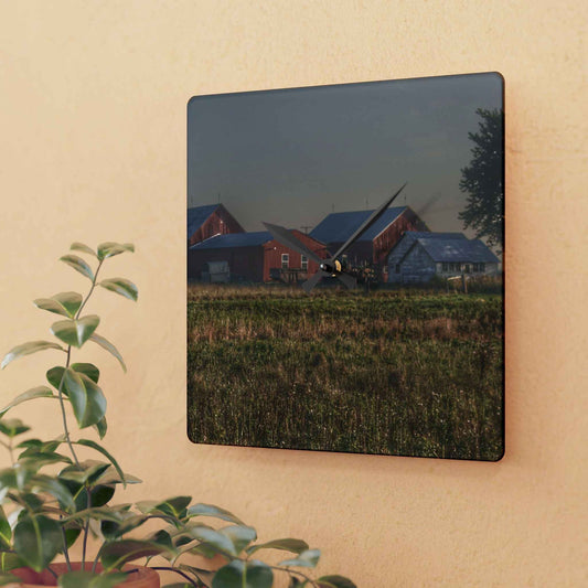 U R There Photography Shaw Road Farm Rustic Farmhouse Acrylic Analog Wall Clock