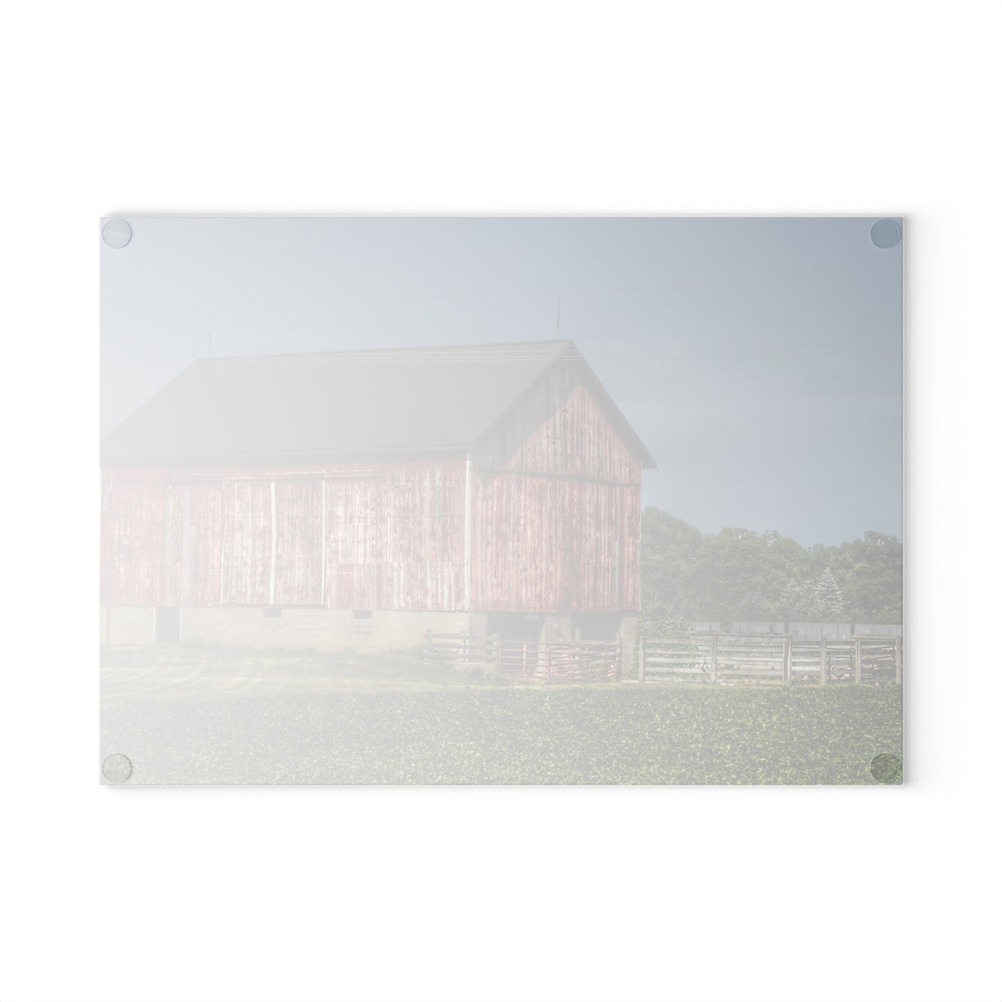 U R There Photography Lake Pleasant Corral Red I Rustic Farmhouse Tempered-Glass Cutting Board