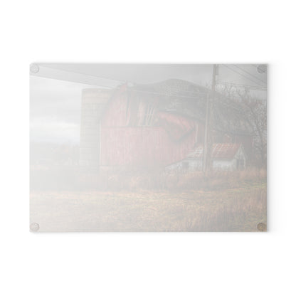 U R There Photography German Road Forgotten Red I Rustic Farmhouse Tempered-Glass Cutting Board