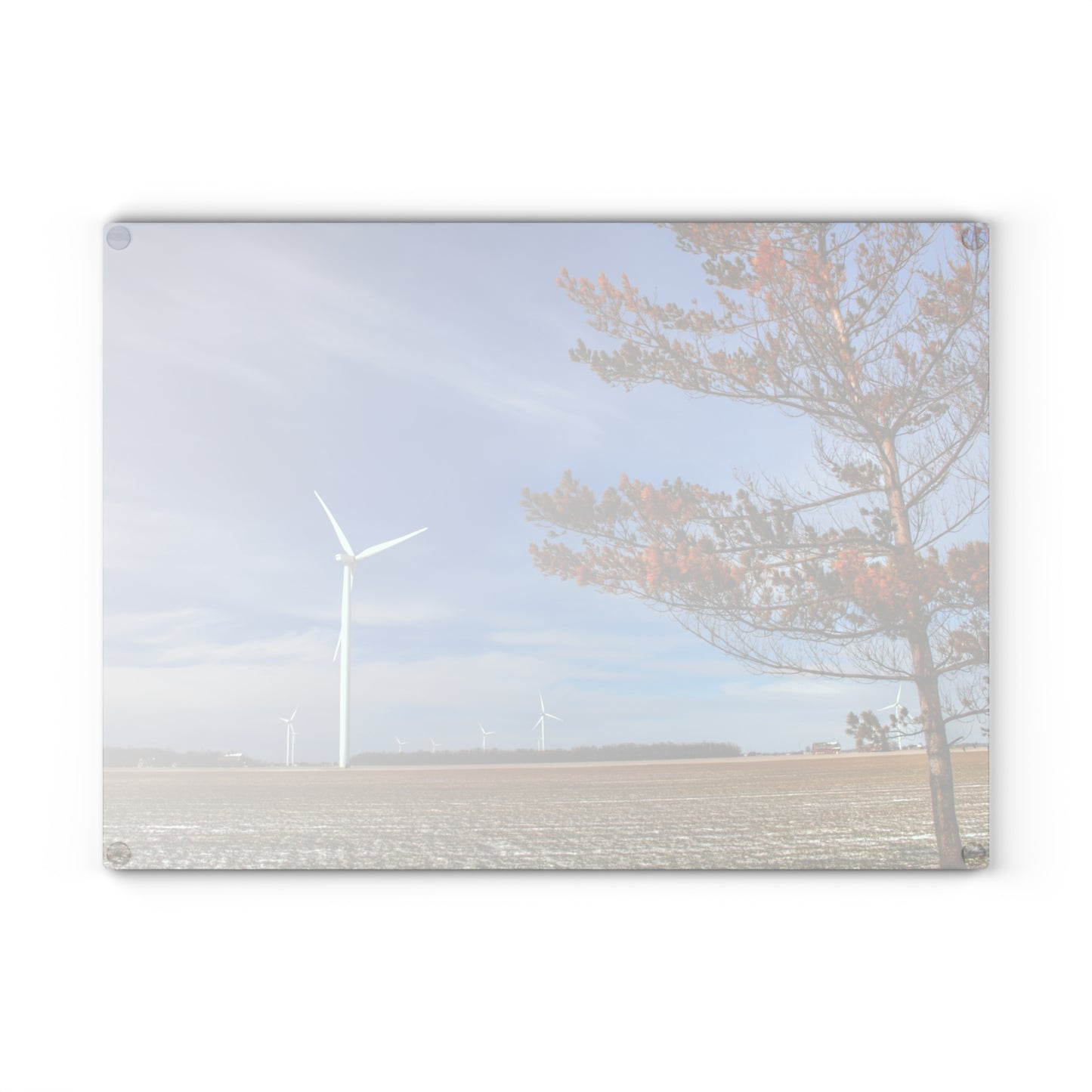 Barn Boutique Rustic Tempered-Glass Cutting Board| Winter Windmills